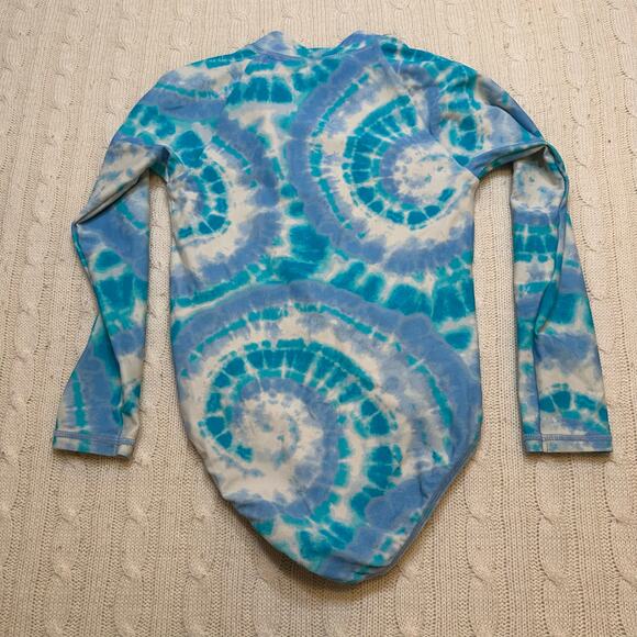 Crewcuts Girls Zip-up Rash Guard One-piece Swimsuit UPF 50 fabric Tie Dye Sz 4-5 - Picture 5 of 7